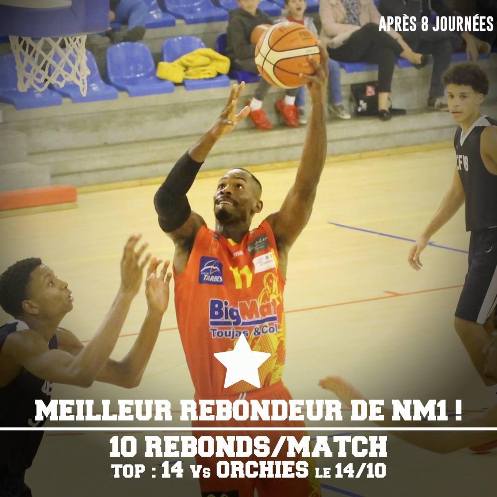 Lien Phillip, meilleur rebondeur de NM1 apres la 8 ème journée de championnat.